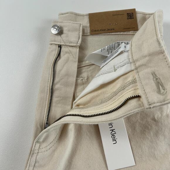 Calvin Klein Women Cropped Wide Leg Zip Fly Mid Rise Jeans Beige Size 26 - Picture 6 of 16